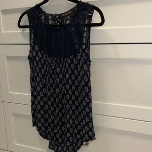 Charlie Paige Navy and White Patterned Tank Top